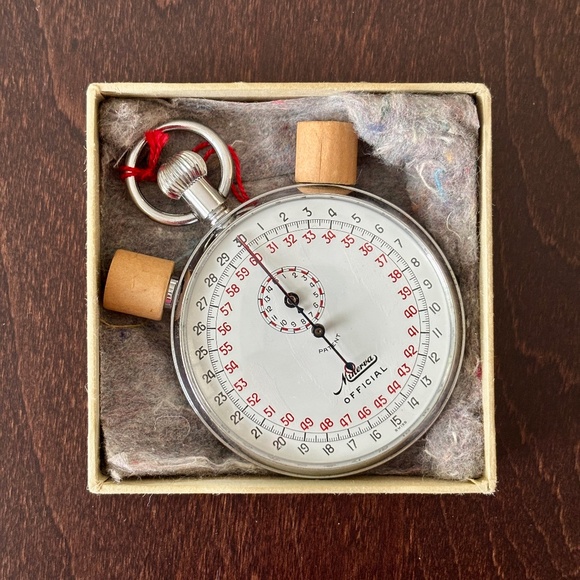 Vintage MINERVA Stopwatch 9 Jewels - works! - Picture 1 of 17